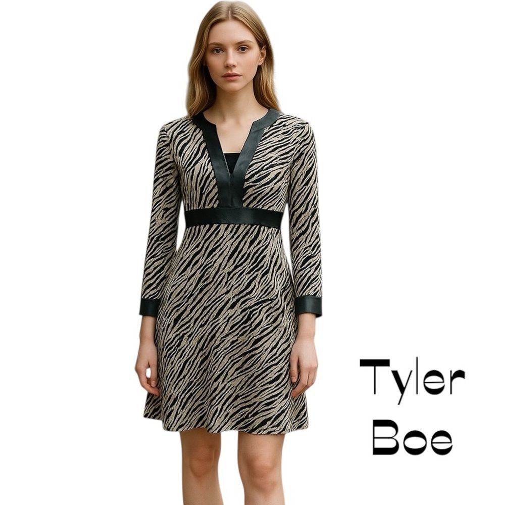 Tyler Boe Black White Zebra Print WhimsiGoth EuroGirl Dress NWT Size S